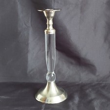 Laura Ashley Metal Acrylic Candlestick Candle Holder Silver Clear 24.5cm Cottage