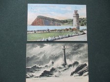 2 CARDS " EDDYSTONE & TEIGNMOUTH LIGHTHOUSES " POSTED 1904, " LETTER RATE 620 "