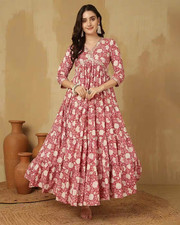 Indian Women Pink & Beige