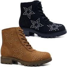 Girls Army Boots Zip Up School