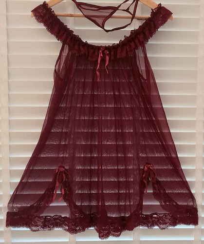 Sexy burgundy red sheer see - red,