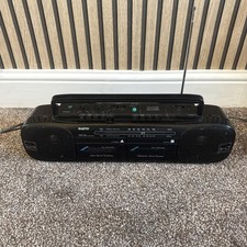 Sanyo MW709F Boombox Stereo Radio Double Cassette Recorder Player AM/FM Black