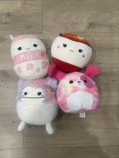 Original Squishmallows Bundle X4 Amelie Milk Raisey Ramen Zaylee & Detina Puppy