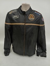 No Fear Leather Motorbike Jacket Black Biker Gear Size Medium Good Condition