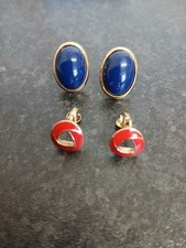 2 Pairs of Trifari Clip On Vintage Earrings 80s