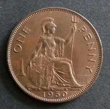 1950 George VI  penny coin