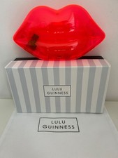 Lulu Guinness Small Neon Pink Transparent Perspex Acrylic Lips Clutch Bag
