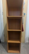 4 Tier Beech Bookcase Tall Narrow Display Shelving Storage Wood Furniture