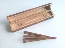 LARGE. WOODEN INCENSE STICK HOLDER BURNING JOSS .WITH 20 INCENCE STICK FREE