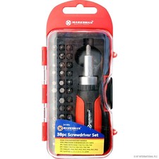 38pc Stubby Ratchet Screwdriver Bit Set Torx Hex Pozi Slotted Phillips