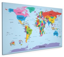 World Map with Big Text for Kids Box Canvas and Poster Print (901)