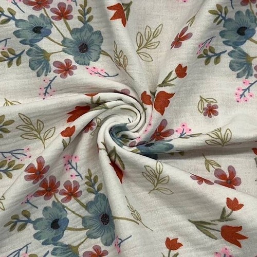Turquoise floral double - double, gauze