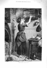 Original Old Antique Print