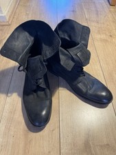 Men’s H by Hudson Quality Leather Black Fold Down Boots Peaky Blinders UK 8