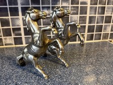 Pair Of Vintage Brass Horse
