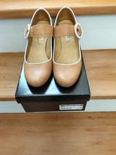 Cara London Buckle Dolly Ladies Shoes , 2 Inch Heel Taupe Size 4 Eu 37