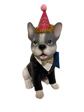 French Bulldog Statue Happy New Year in tux with bow tie decor Humane Society