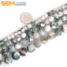 Natural Green Tree Agate Stone Semi Precious Forested Matt Round Chakras Beads 