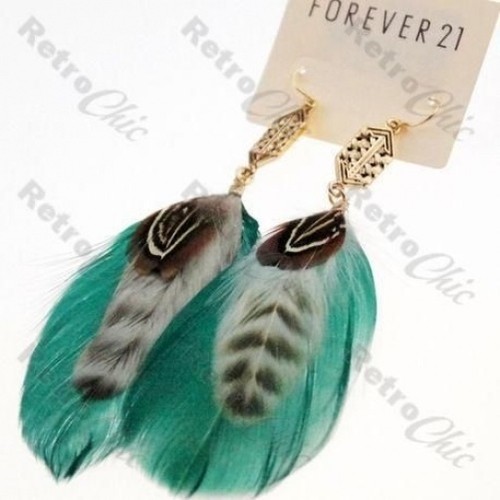Big long feather earrings - long,