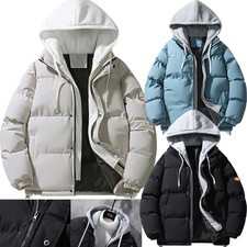 Men's Hooded Jacket Winter Insulated Coat Quilted Bomber Windproof Jacket Casual