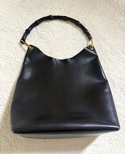 Gucci black leather bamboo - gucci,