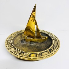 Vintage Heavy Solid Brass Sail Boat Sundial/Bird Bath Tempus Fugit