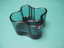 iittala - Finnish Blue Glass Quatrafoil Dish -  with original label