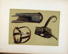 Original Old Antique Print Ancient Bronze Mask Editorial C1893 Art Victorian