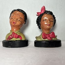 Vintage Chalkware Bust Pair