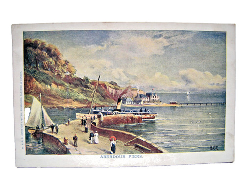 Postcard aberdour piers - postcard.,