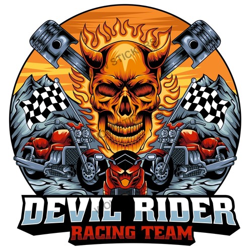 Car sticker devil - devil, rider