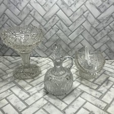 Vintage Cut Glass 3‑Pc Set