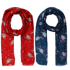 Ladies Robin Scarf lightweight all season bird lover gift stocking filler