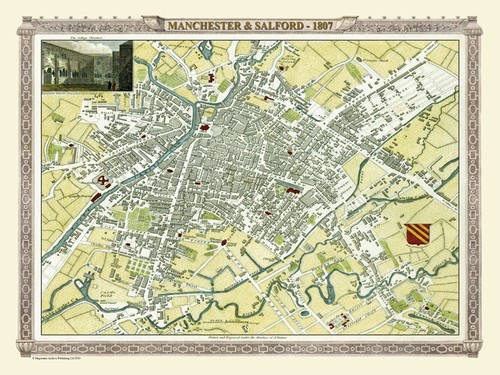 Old map manchester - map,