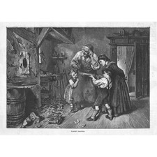 TARGET PRACTICE Woodworking Workshop - Antique Print 1888