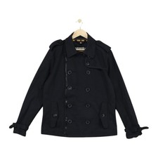Superdry Pea Coat Womens Size XL Black Full Zip Collared