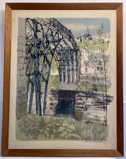 Vintage Midcentury Art Print Framed Picture Richard Bawden Ironbridge England
