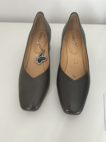 Caprice black leather court - caprice,