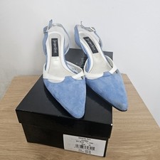 Jacques Vert Heels and Bag Set Size UK 4 EU 37 Sky Blue Sling Backs Suede