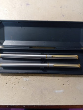 Messenger Fountain Pen and Rollerball pen Stainless steel with Gold trim