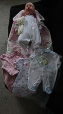 FULL BODY SILICONE REBORN OPEN MOUTH BABY GIRL NEWBORN DOLL&CLOTHES BUNDLE ETC