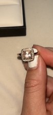 Rose Gold Morganite and Diamond Halo Ring 9ct
