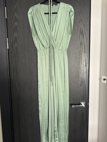 Zara green satin jumpsuit - satin, with