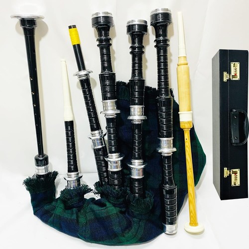 Black sottish highland bagpipe - sottish,