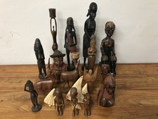 Vintage carved wood African tribal figure ornament