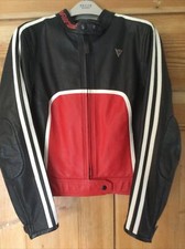 Dainese Ladies' Racing Leather Jacket - Black / Red/ White Leather Size 42