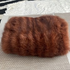 Vintage 1920s Real Fur Fluffy Stole Muff Hand Warmer in Large