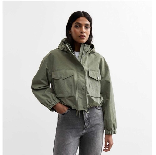 New look khaki cropped hooded - new,
