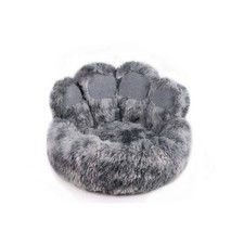 Snug & Cosy Anti Anxiety Paw Donut Grey Large Dog Bed Calming Washable