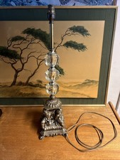 Beautiful Vintage Solid Brass Cherub Glass Ball Table Lamp Lighting Home Decor